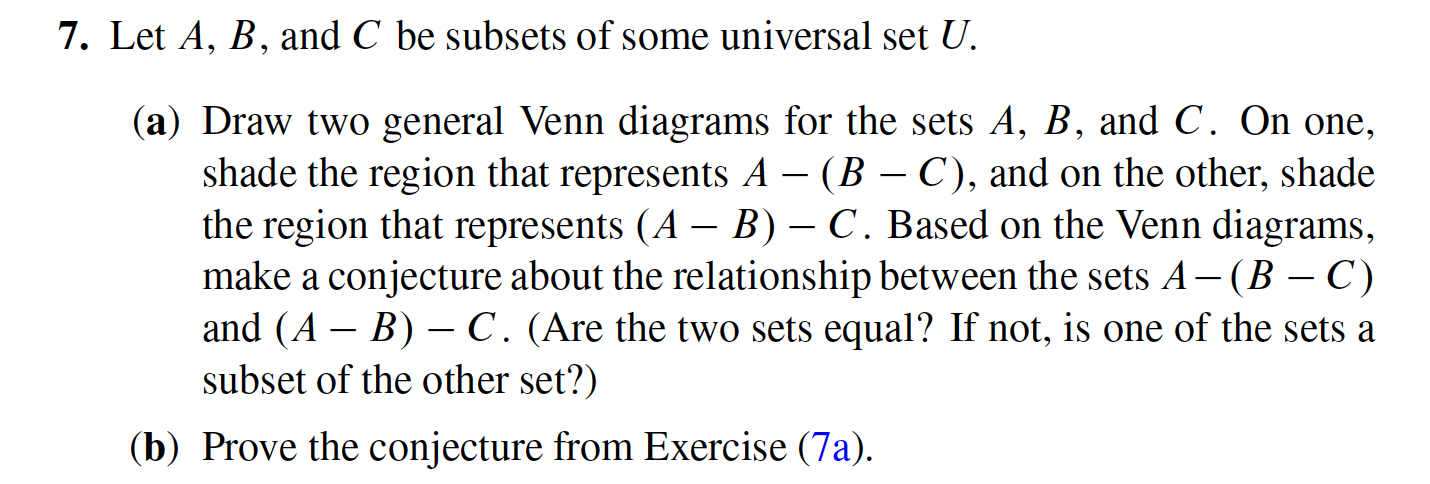 Solved Let A, B, And C Be Subsets Of Some Universal Set | Chegg.com