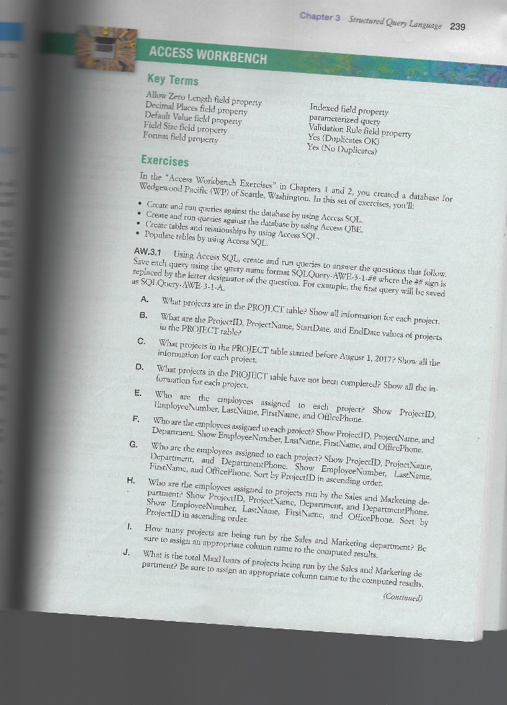 Solved ACCESS WORKBENCH EXERCISES | Chegg.com