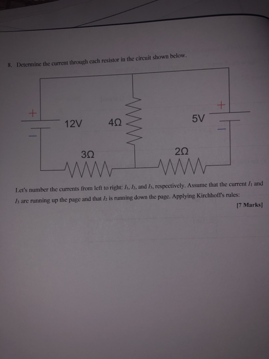 Solved 8 Determine The Current Through Each Resistor In The 5120