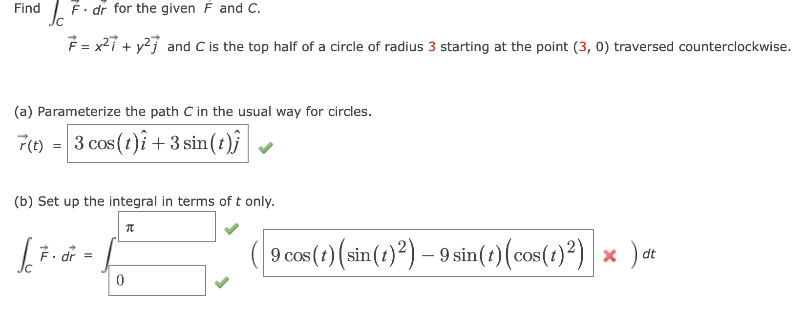 Solved Find ∫cf⋅dr For The Given F And C F X2i Y2j And C Is