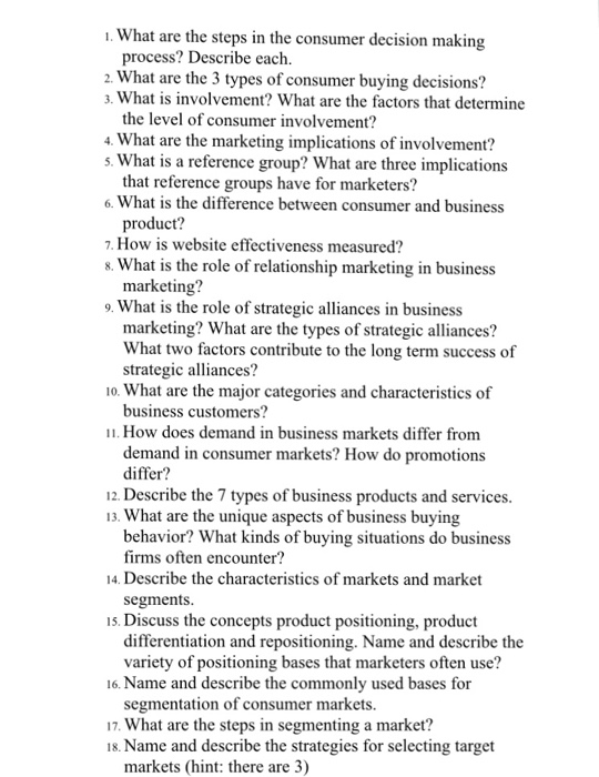 Solved What are the steps in the consumer decision making | Chegg.com