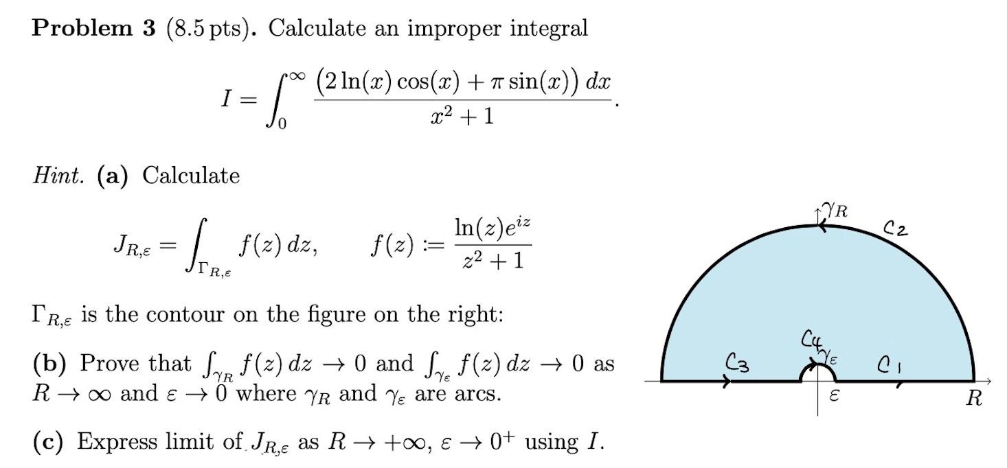 Solved Problem 3 (8.5 pts). Calculate an improper integral | Chegg.com