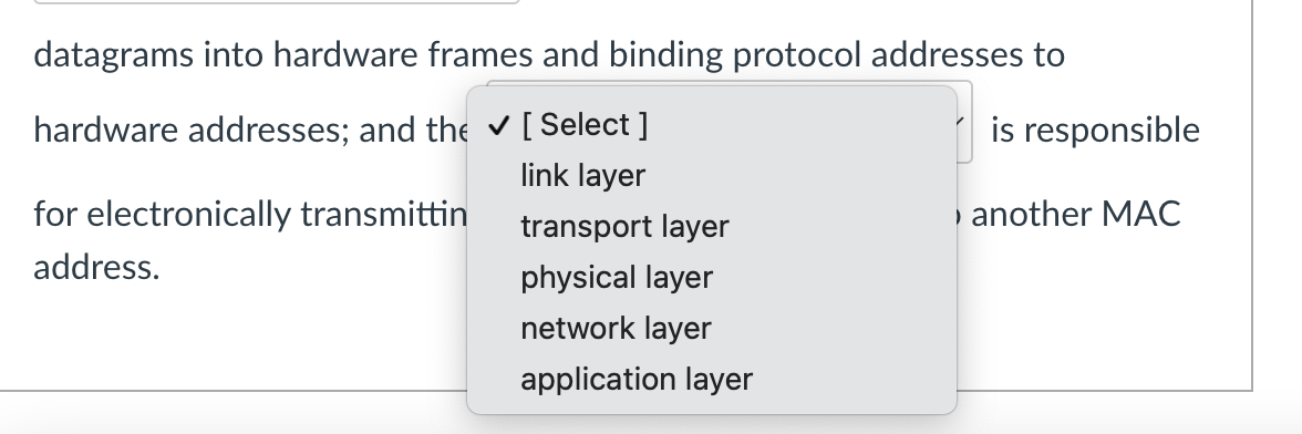 Solved In the internet protocol stack, the [Select] | Chegg.com