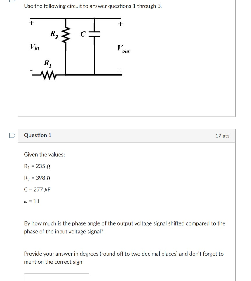 Solved Use the following circuit to answer questions 1 | Chegg.com