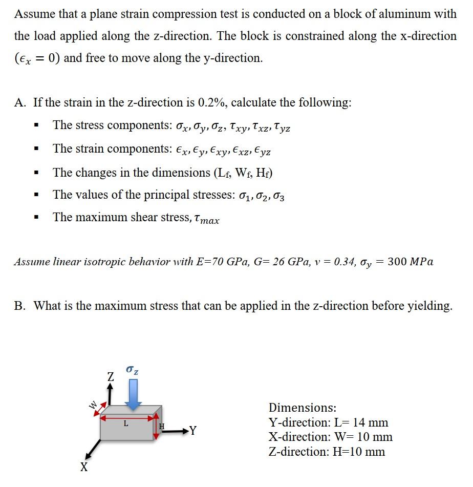 Solved assume that a plane strain compression test is | Chegg.com