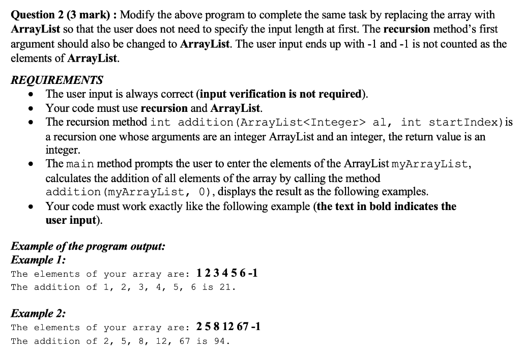 Solved Question 2 (3 mark) : Modify the above program to | Chegg.com
