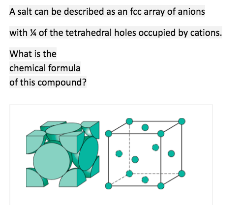 Solved A salt can be described as an fcc array of anions | Chegg.com