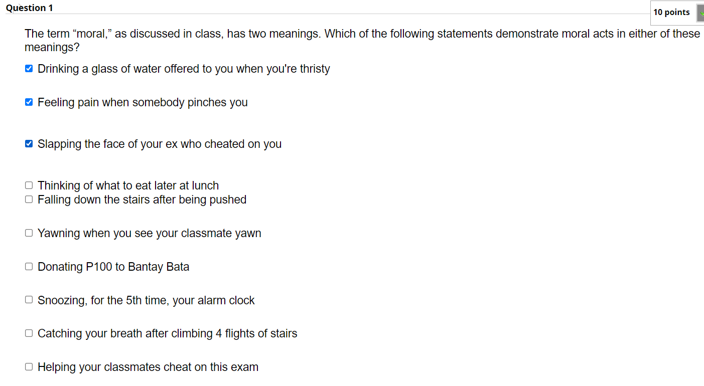 Solved Question 1 10 Points The Term moral As Discussed Chegg