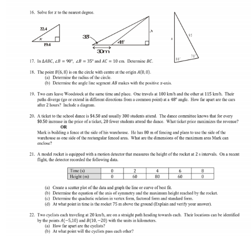 Solved 16. Solve for x to the nearest degree 224 33 41 194 | Chegg.com