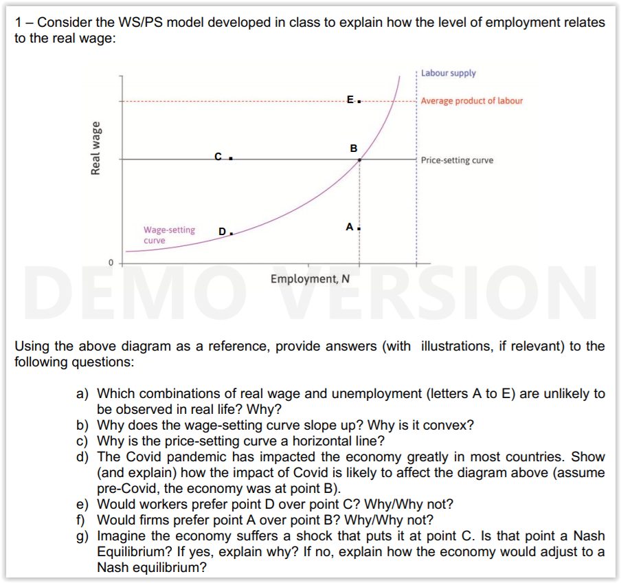 Solved 1 - Consider the WS/PS model developed in class to | Chegg.com