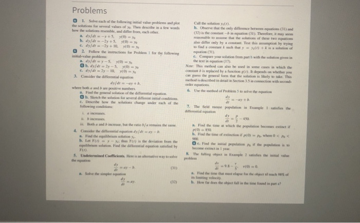 Solved Problems O 1 Solve each of the following initial | Chegg.com
