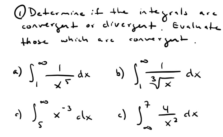 Solved Determine if the integrals are convergent or | Chegg.com