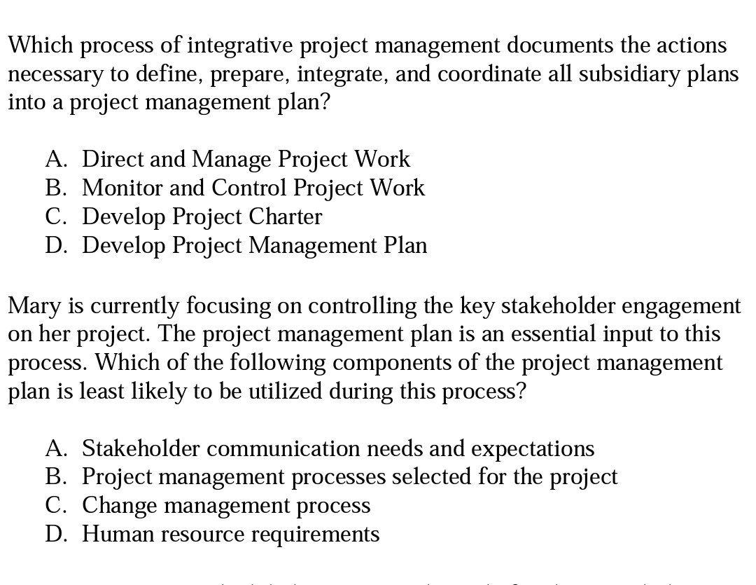 Solved Which process of integrative project management | Chegg.com