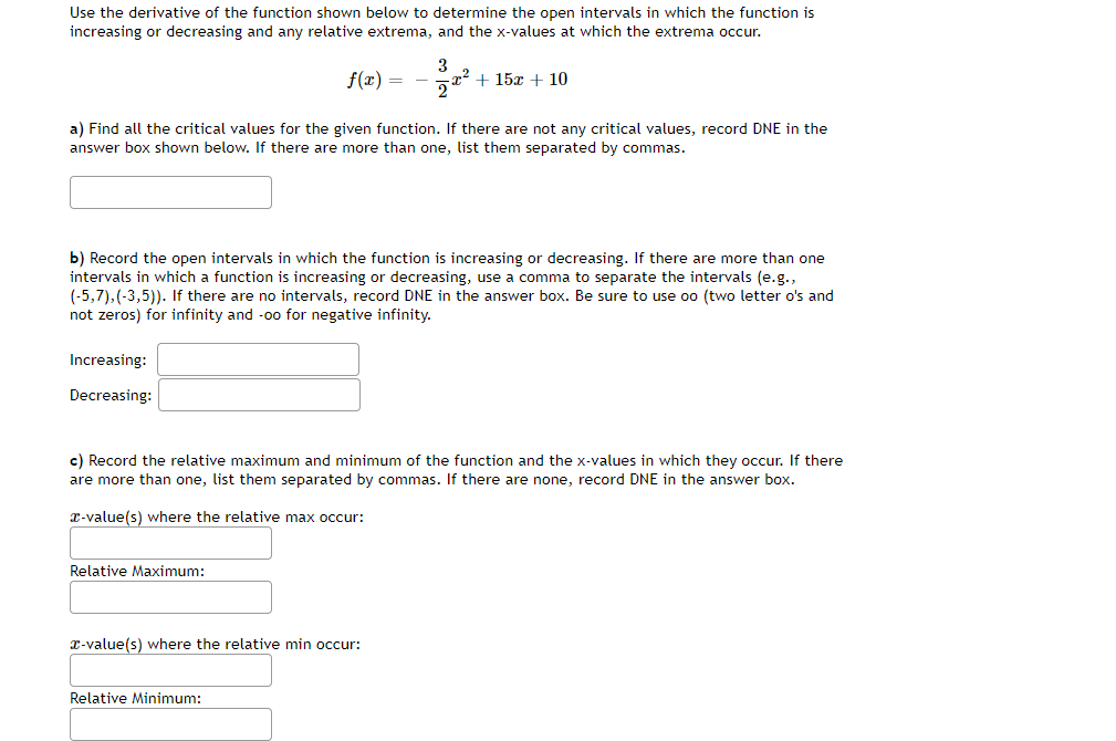 Solved Use the derivative of the function shown below to | Chegg.com