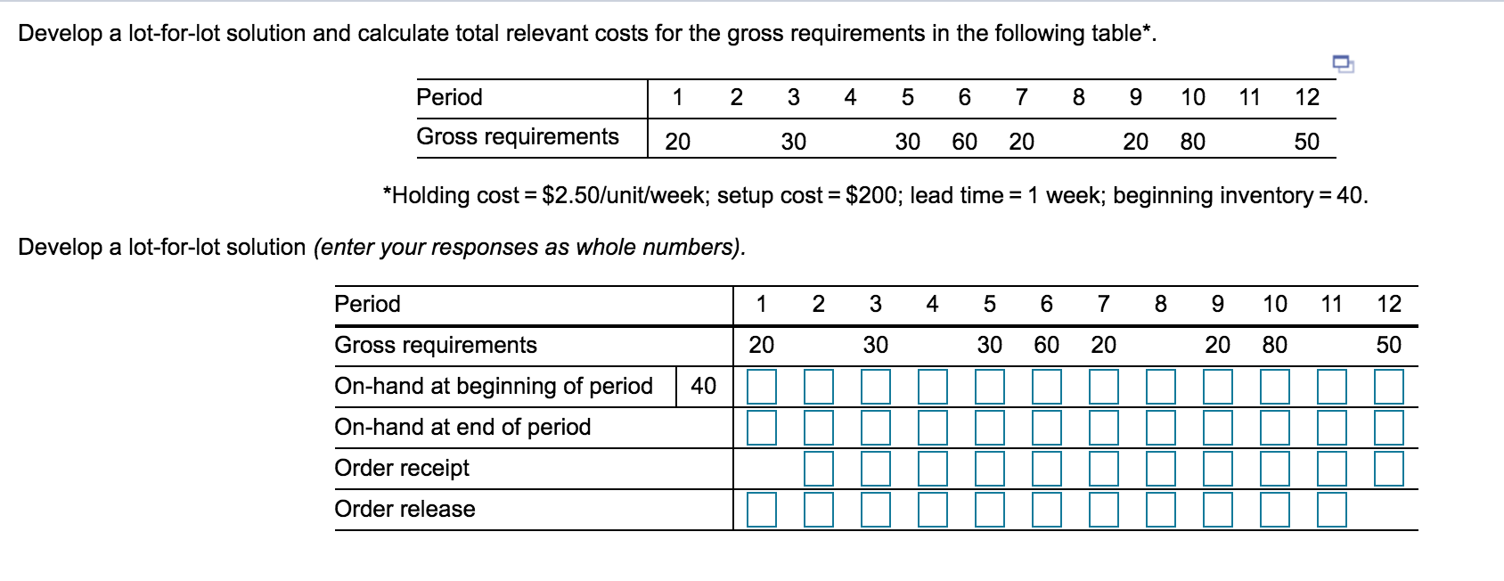 Solved Develop a lotforlot solution and calculate total
