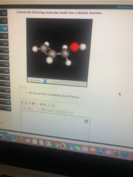 Solved Convert the following molecular model into a skeletal | Chegg.com