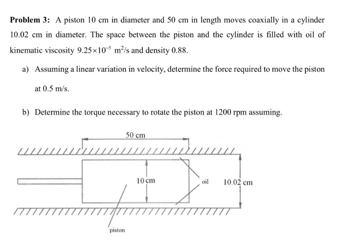 Solved Problem 3 A piston 10 cm in diameter and 50 cm in  Chegg.com