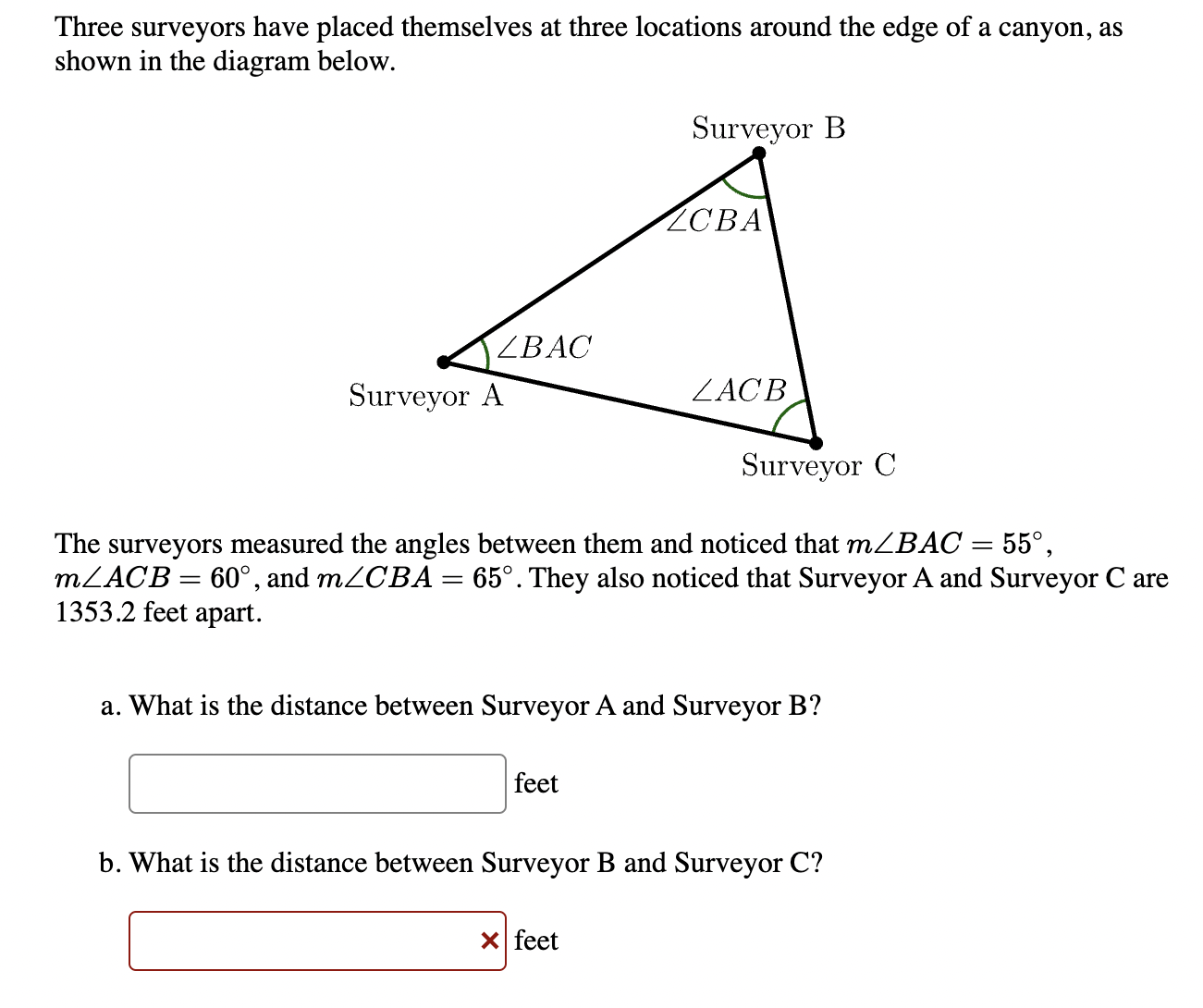 Solved Three Surveyors Have Placed Themselves At Three | Chegg.com