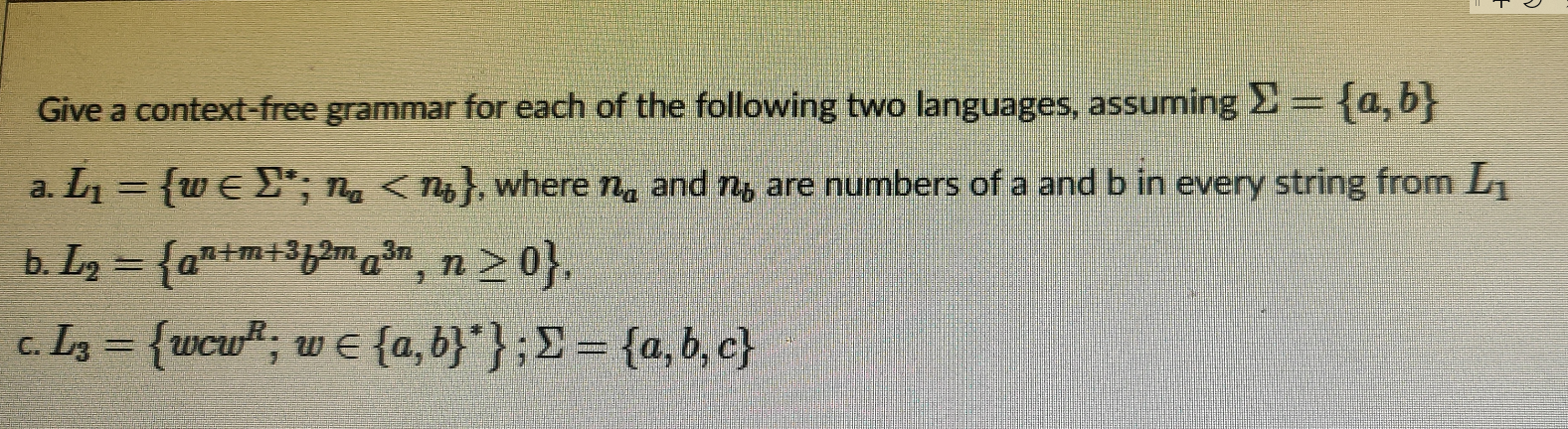 Solved Give a context-free grammar for each of the following | Chegg.com