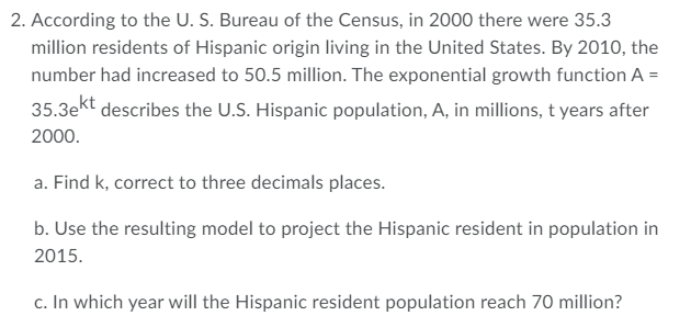 Solved 2. According To The U. S. Bureau Of The Census, In | Chegg.com