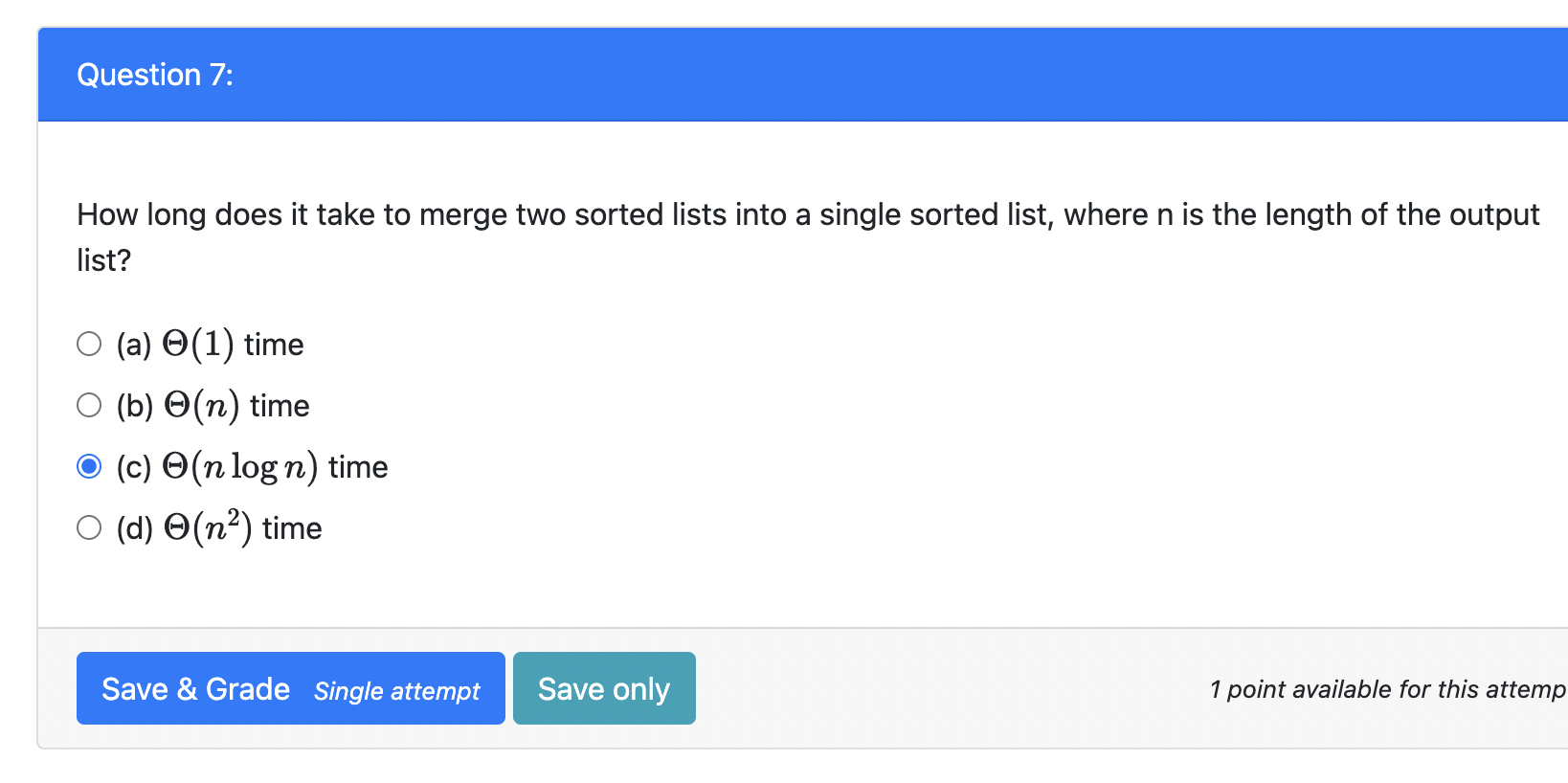 Solved how long does it take to merge two sorted lists into chegg