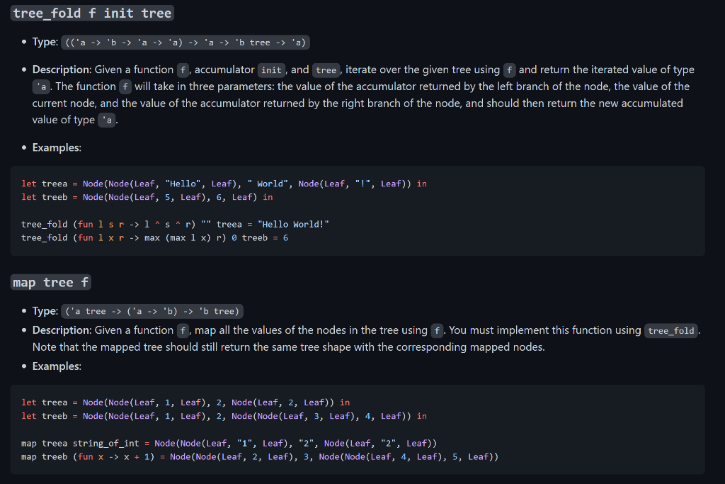Solved tree_fold f init tree - Type: (( ' a→′b→′a→′a)→′a→ ' | Chegg.com