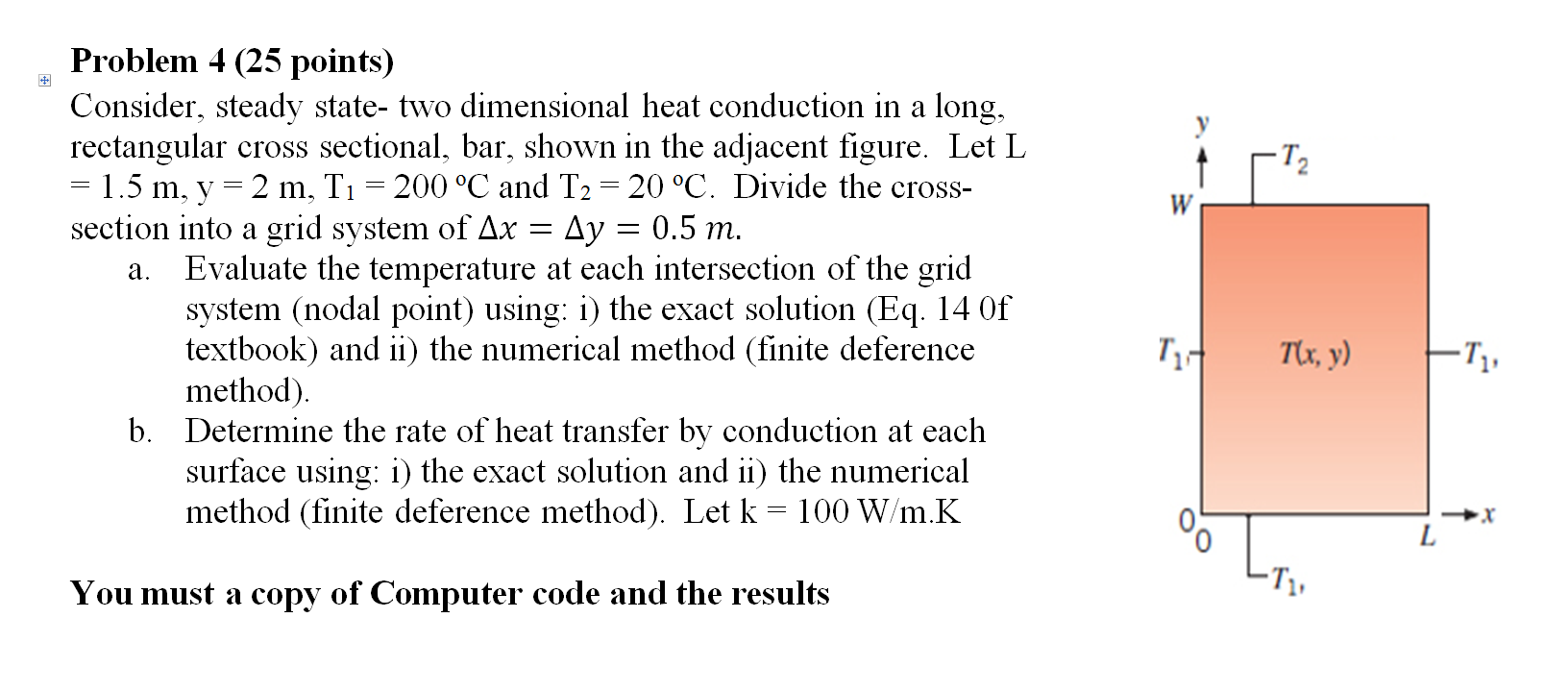 Consider, steady state- two dimensional heat | Chegg.com