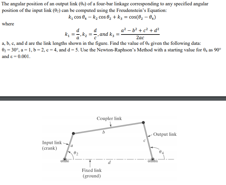 Solved The angular position of an output link (04) of a | Chegg.com