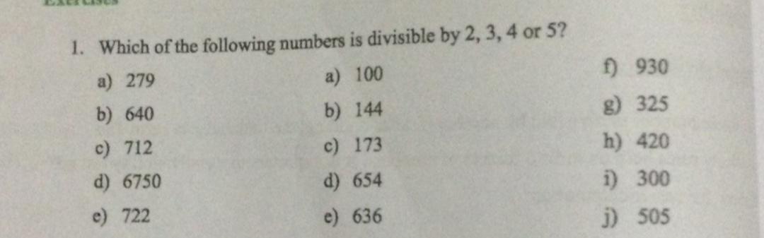 Solved A 100 1 Which Of The Following Numbers Is Divisi Chegg Com