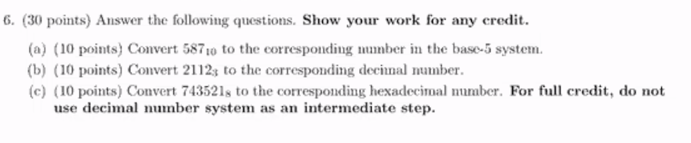 Solved 6. (30 points) Answer the following questions. Show | Chegg.com