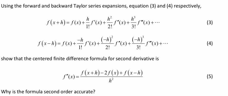 Solved Using the forward and backward Taylor series | Chegg.com
