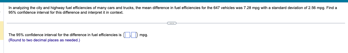 Solved In analyzing the city and highway fuel efficiencies | Chegg.com