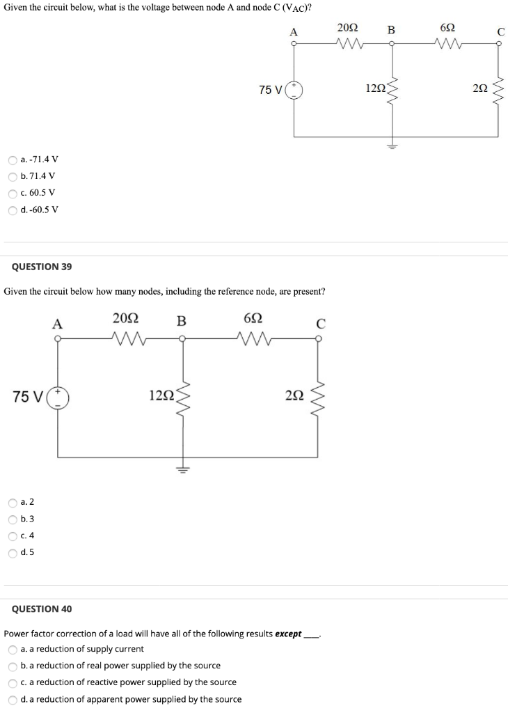 Solved Given the circuit below, what is the voltage between | Chegg.com
