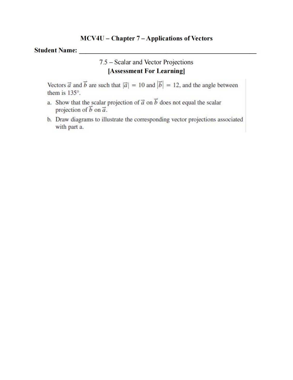 Solved [Assessment For Learning]Vectors vec(a) ﻿and vec(b) | Chegg.com