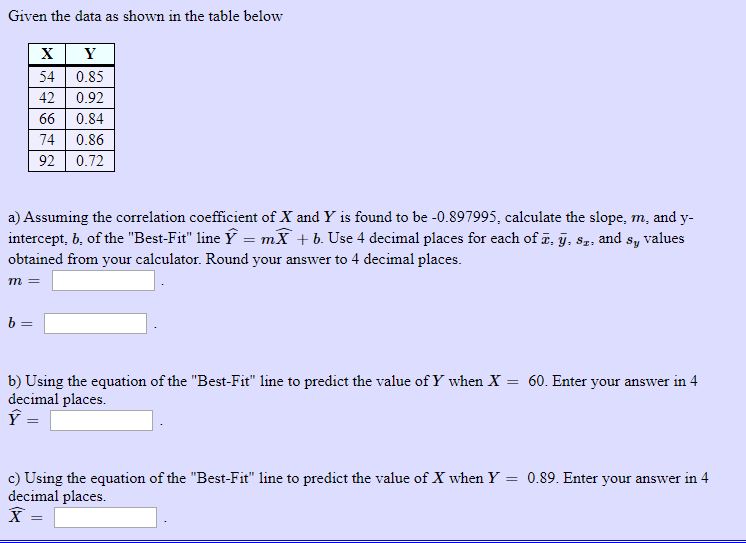 Solved Given the data as shown in the table below | X Y 54 | Chegg.com