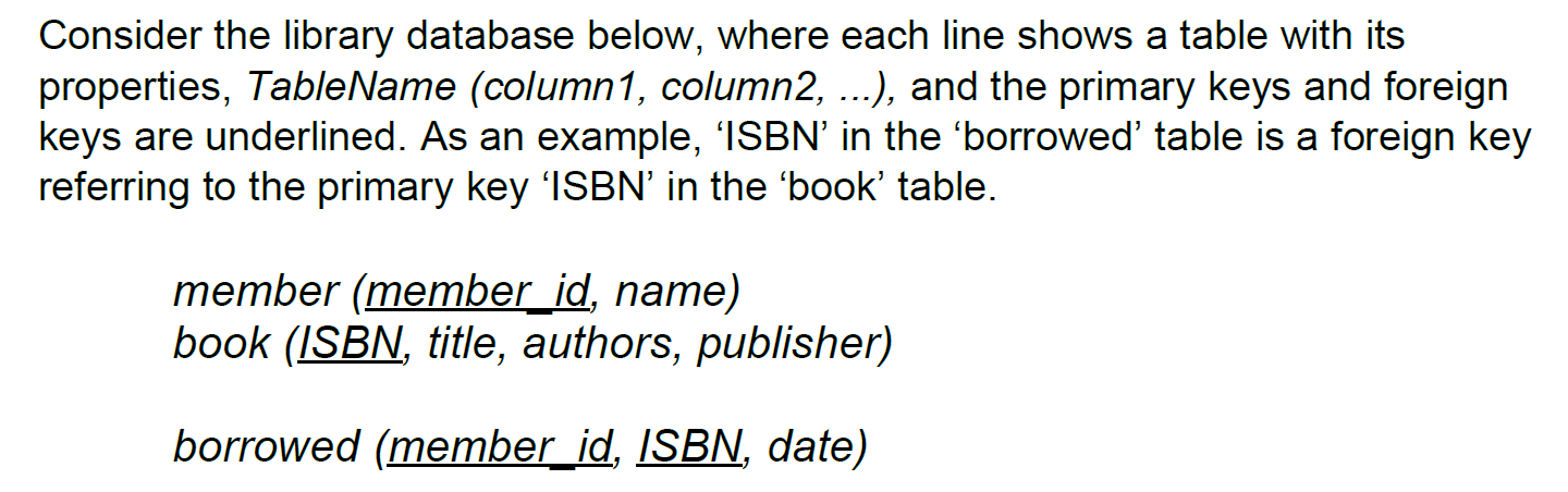 Solved Consider The Library Database Below, Where Each Line | Chegg.com