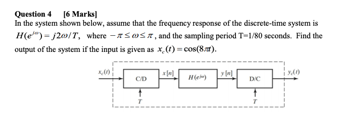 Solved Question 4 [6 Marks In the system shown below, assume | Chegg.com