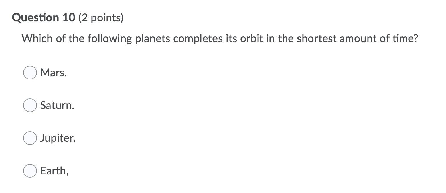 Solved Question 10 (2 points) Which of the following planets | Chegg.com