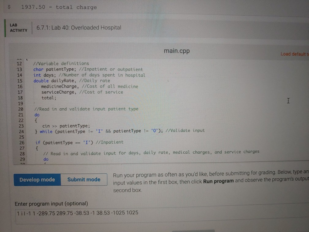 Solved 6.7 Lab 40: Overloaded Hospital Write a program that | Chegg.com