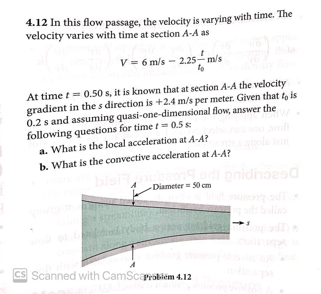 Solved In This Flow Passage The Velocity Is Varying Chegg Com