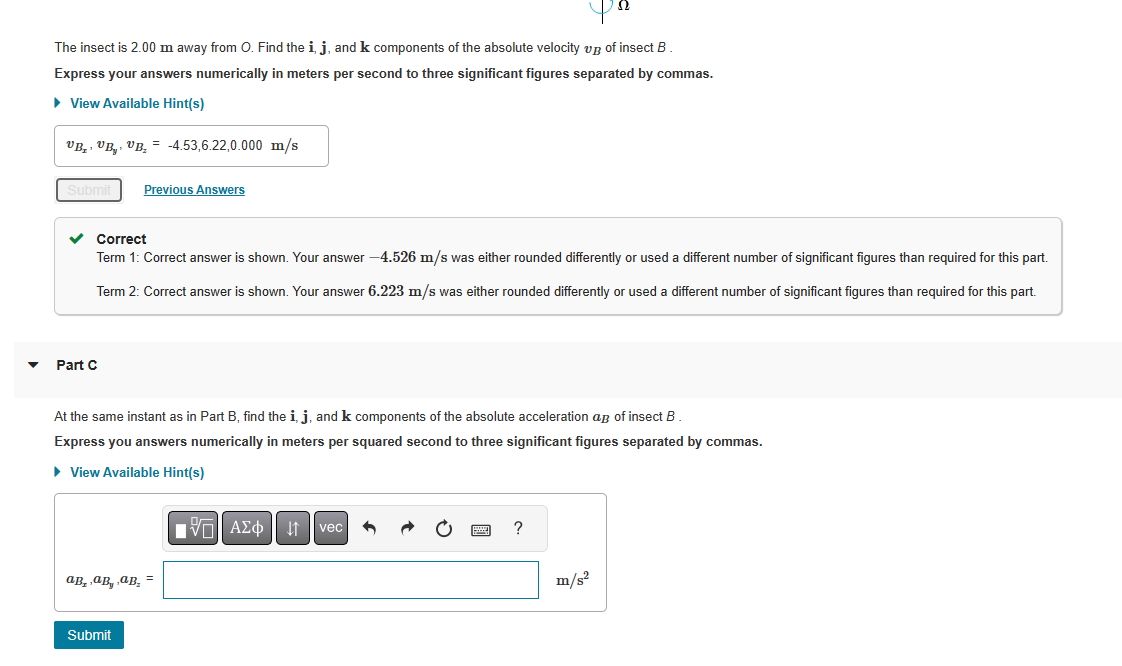 Solved The Insect Is 2.00 M Away From O. Find The I,j, And K | Chegg.com