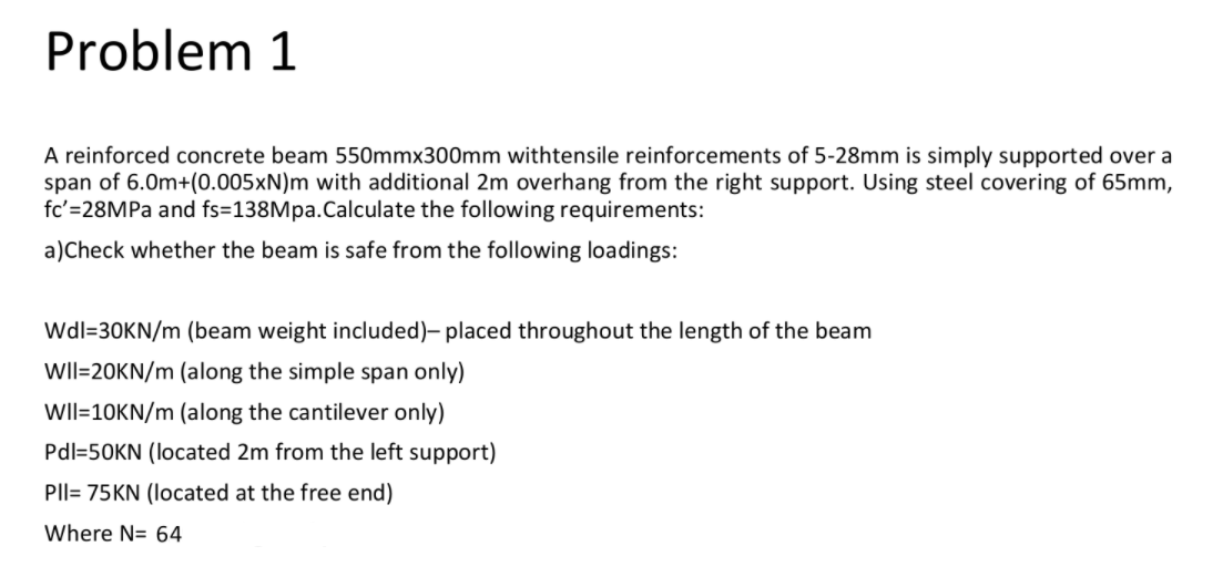 Solved Problem 1 A Reinforced Concrete Beam 550mmx300mm | Chegg.com