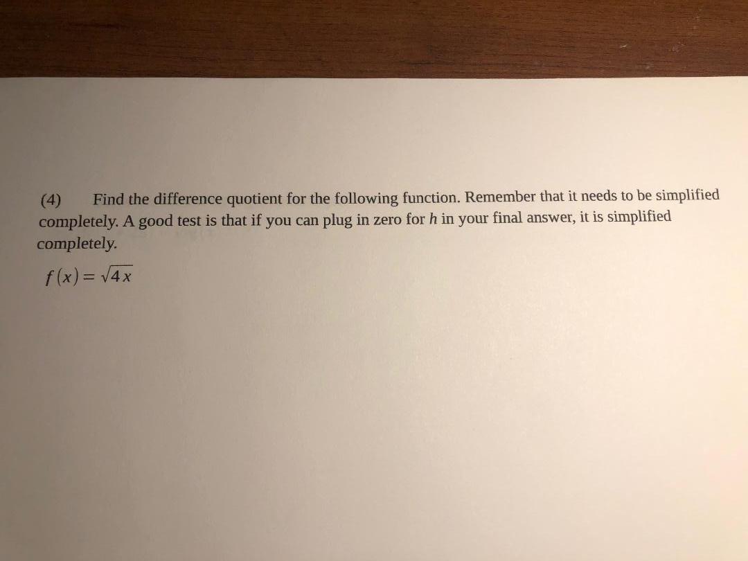 Solved Find the difference quotient for the following | Chegg.com