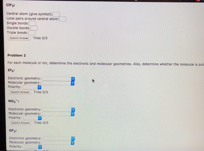 Solved Problem 1 For each molecule or ion draw the Lewis Chegg com