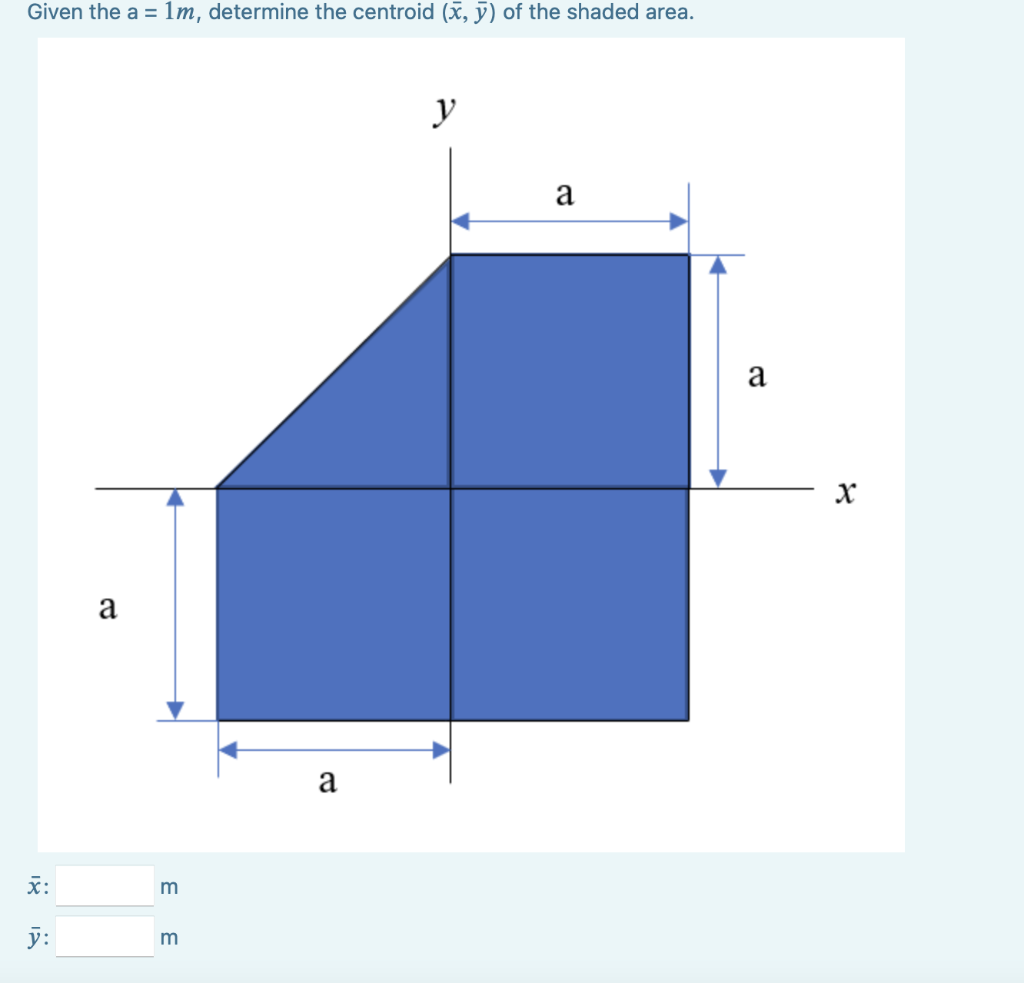 Solved Given the a=1m, determine the centroid (xˉ,yˉ) of the | Chegg.com