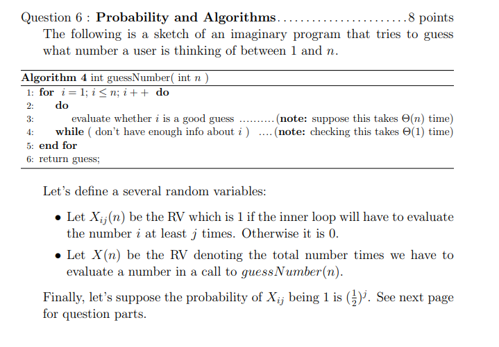 Solved Question 6: Probability and Algorithms... 8 points | Chegg.com