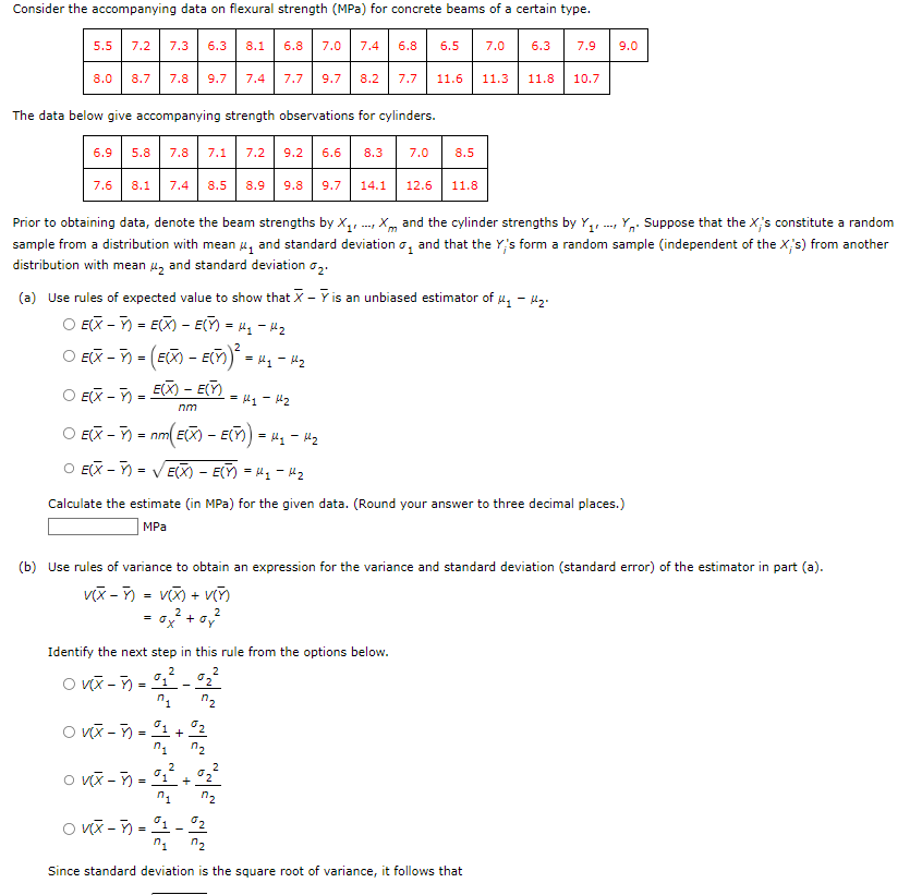 Solved Consider the accompanying data on flexural strength | Chegg.com