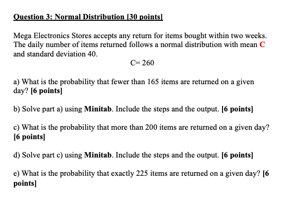 Solved Question 3: Normal Distribution (30 points) Mega | Chegg.com