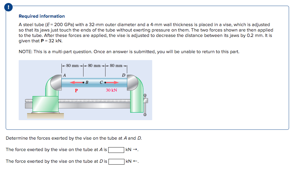 Solved Required information A steel tube (E = 200 GPa) with | Chegg.com
