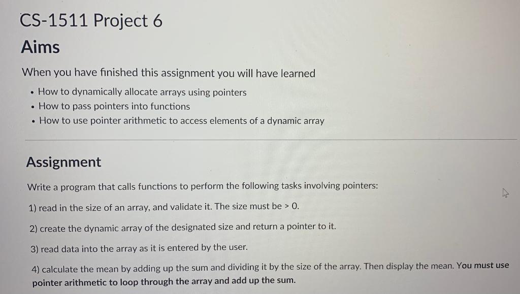 Solved CS-1511 Project 6 Aims When you have finished this | Chegg.com